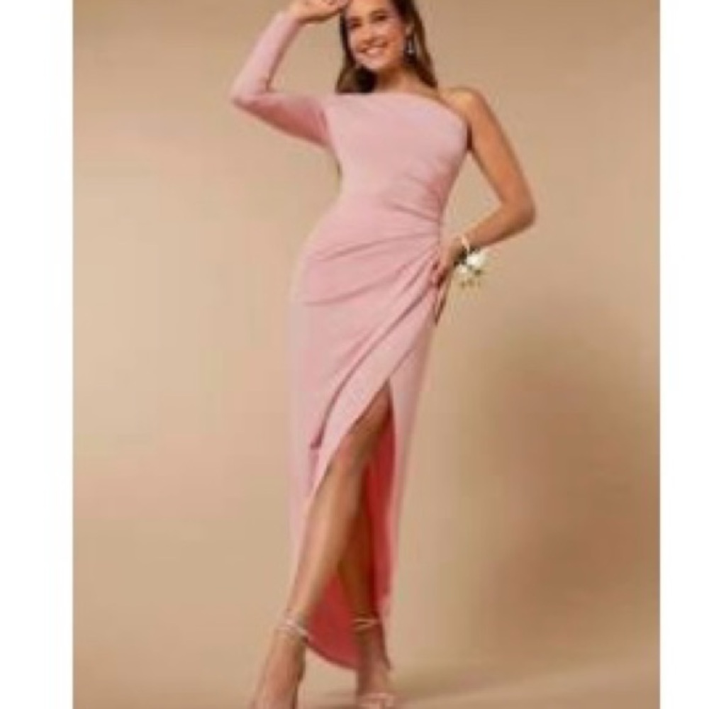 SHEIN Pink Asymmetrical Ruched Gown - Picture 7 of 7
